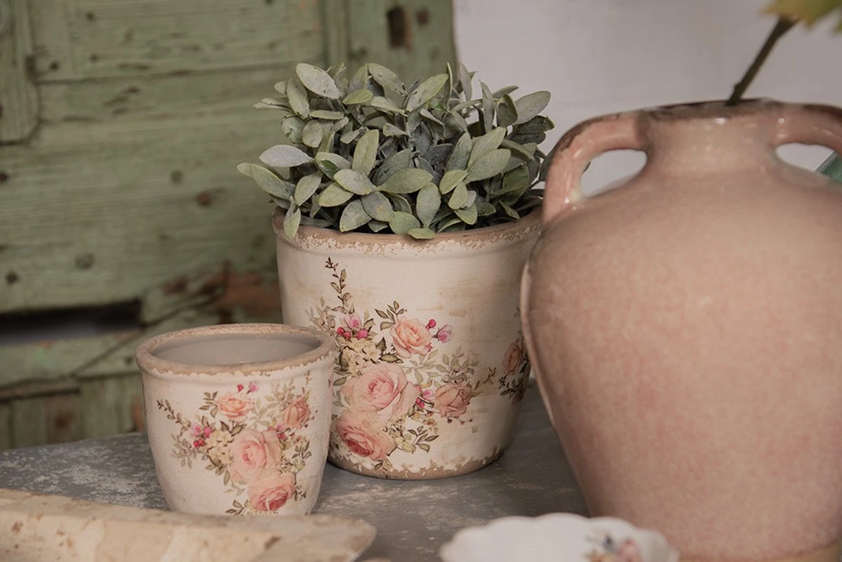 Clayre & Eef Bloempot Ø 11x10 Cm Roze Beige Keramiek Rond Bloemen Bloempot Binnen Plantenpot Plant Pot 2 Clayre & Eef Bloempot Ø 11x10 Cm Roze Beige Keramiek Rond Bloemen Bloempot Binnen Plantenpot Plant Pot - Afbeelding 2