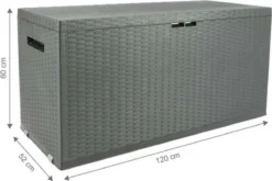 Verrijdbare Tuinkussen Opbergbox - Rattan Look - Zwart - 350 Liter -Tuinwereld Verkoop 1200x804 7