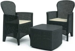 Pro Garden Tuinset Compleet Florence - 2 Stoelen - Met Kussentjes - Bijzettafel- Rotanlook