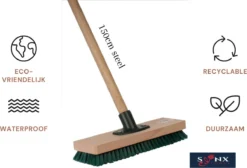 Synx Tools Tegelborstel - Bezem Met Steel 150cm Mosbezem - Schrobbezem - Mos - Onkruidborstel - Harde Borstel- Bezems