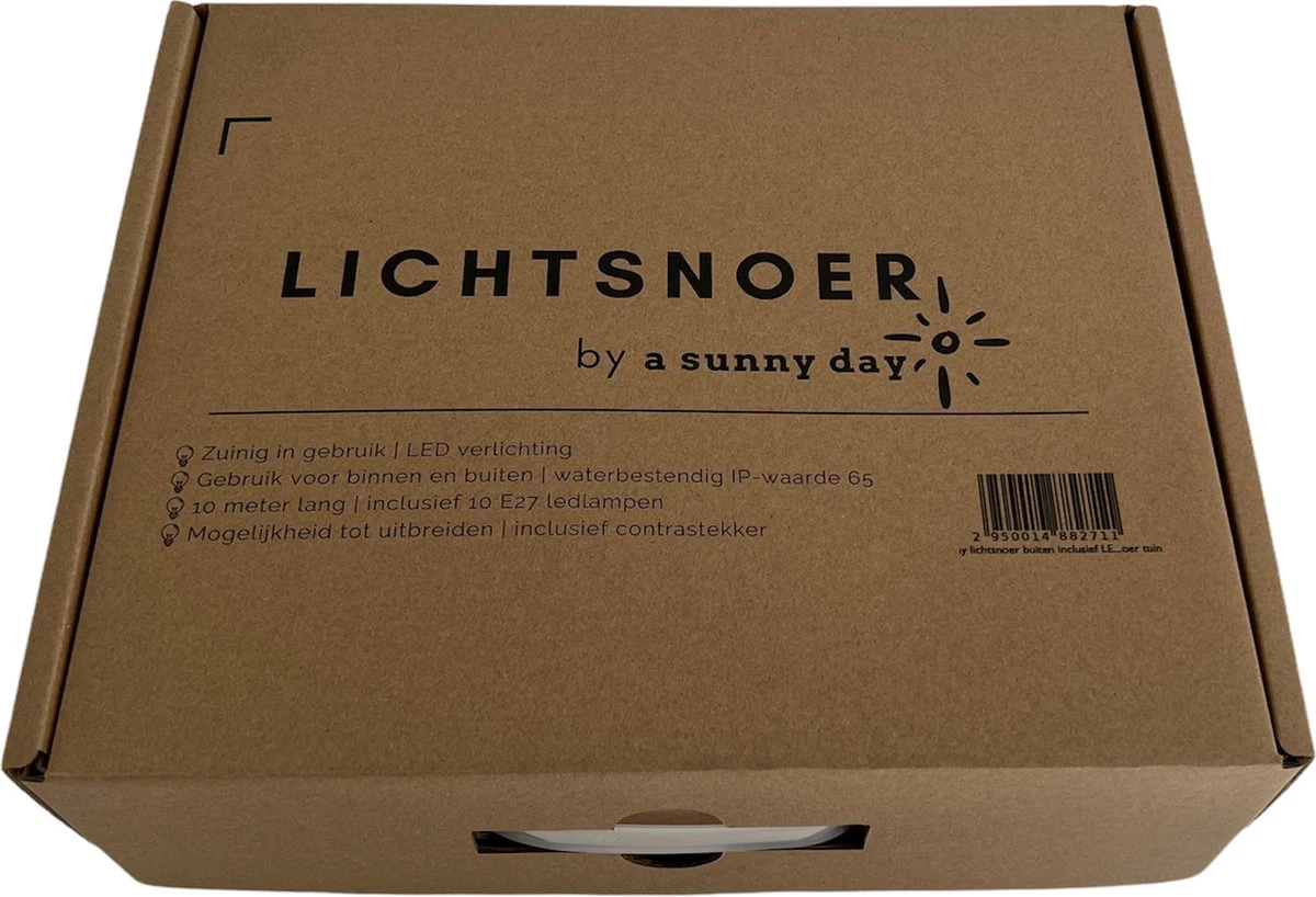 A Sunny Day Lichtsnoer Buiten - 10 Meter Inclusief 10 LED Lampen - 10 Meter Lichtsnoer Voor Buiten + 2 Meter Aansluitsnoer - Prikkabel - Priklicht - Lichtsnoer - 10 LED Lampen - E27 Fitting - Verlengbaar - Lichtsnoer Binnen 11 A Sunny Day Lichtsnoer Buiten - 10 Meter Inclusief 10 LED Lampen - 10 Meter Lichtsnoer Voor Buiten + 2 Meter Aansluitsnoer - Prikkabel - Priklicht - Lichtsnoer - 10 LED Lampen - E27 Fitting - Verlengbaar - Lichtsnoer Binnen - Afbeelding 11