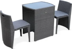 Alice's Garden Balkonset Doppio - 2 Stoelen - Inschuifbaar - Wicker - Grijs -Tuinwereld Verkoop 1200x819 2