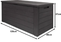 Merkloos Woody Tuin Opbergbox - 324 Liter 45x120x60 Cm - Tuinkussenbox - Antraciet/bruin -Tuinwereld Verkoop 1200x826