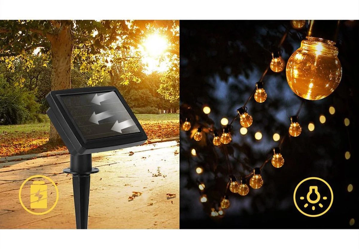 Aigostar 10VRG Solar Lichtsnoer - Lichtslinger Op Zonne-energie - Lampjes Slinger - 20 Transparante LED - 3000K - 5.8 Meter 16 Aigostar 10VRG Solar Lichtsnoer - Lichtslinger Op Zonne-energie - Lampjes Slinger - 20 Transparante LED - 3000K - 5.8 Meter - Afbeelding 16