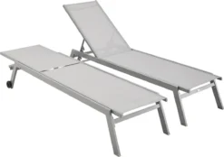 ELSA - Set Van 2 Ligstoelen Van Aluminium En Textileen, Ligbed Multipositioneel Met Wieltjes, Kleur Grijs/lichtgrijs 9 ELSA - Set Van 2 Ligstoelen Van Aluminium En Textileen, Ligbed Multipositioneel Met Wieltjes, Kleur Grijs/lichtgrijs -Tuinwereld Verkoop 1200x846 1