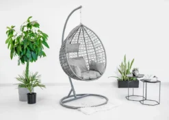 Hangstoel - Ei Stoel - Met Grijze Standaard & Kussens - Tot 125kg 11 Hangstoel - Ei Stoel - Met Grijze Standaard & Kussens - Tot 125kg -Tuinwereld Verkoop 1200x851 2