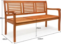 Casaria Tuinbank - FSC®-Gecertificeerd Eucalyptushout - 153cm Bruin -Tuinwereld Verkoop 1200x872