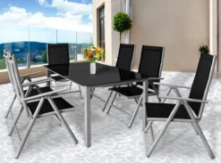 Casaria Alumunium Tuinset Bern - 6 Stoelen + 1 Tafel – Zilver -Tuinwereld Verkoop 1200x890 2