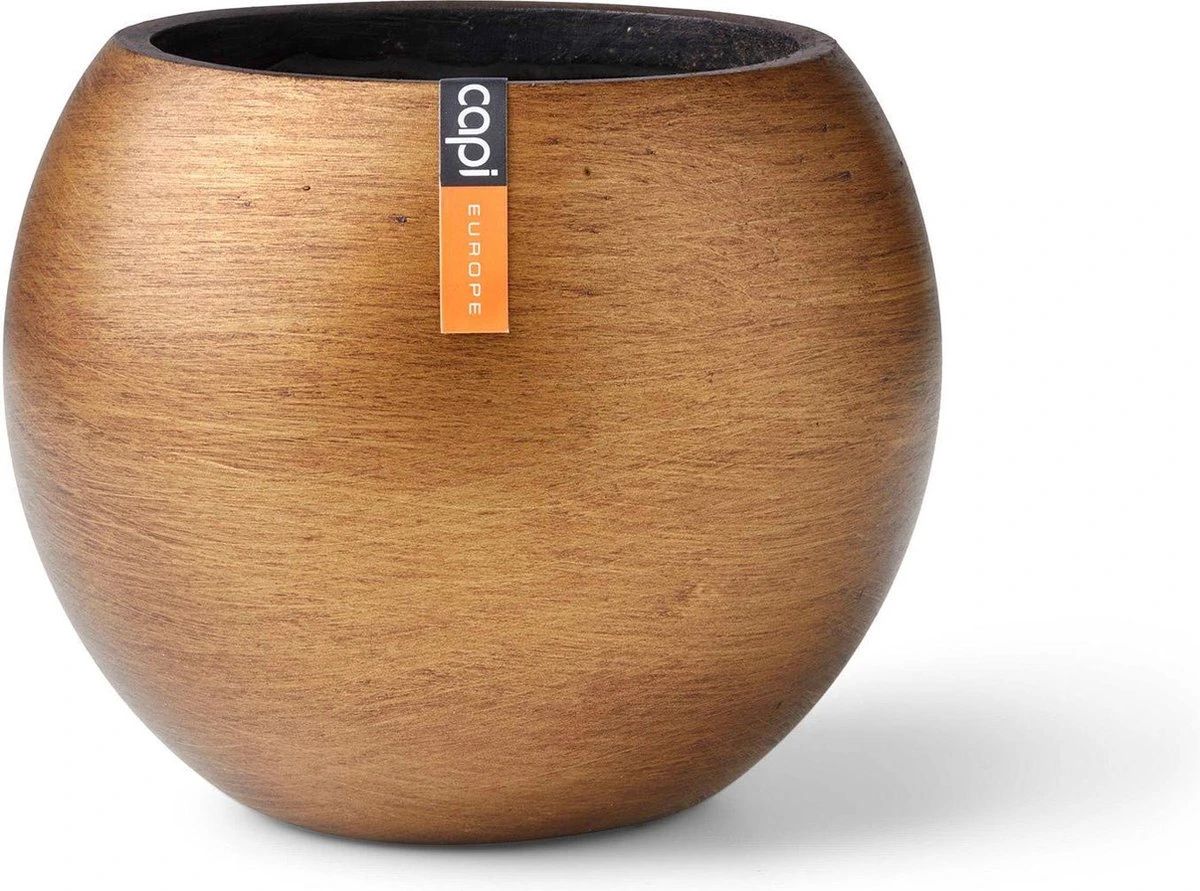 Capi Europe - Vaas Bol Retro - 30x25 - Goud - Bloempot Voor Binnen - BRTG104 1 Capi Europe - Vaas Bol Retro - 30x25 - Goud - Bloempot Voor Binnen - BRTG104