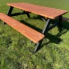 Goedkopepicknicktafels.nl | Zwart Bruine XL Picknicktafel Bruno | Tuintafel 6 Persoons | Bruin Zwart Gespoten Gedroogd Grenen Hout!