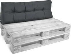 Beautissu Style – Palletkussen Set – 1x Zitkussen 120x80 Cm & 1x Rugkussen 120x40 Cm – Graphiet Grijs -Tuinwereld Verkoop 1200x913 2