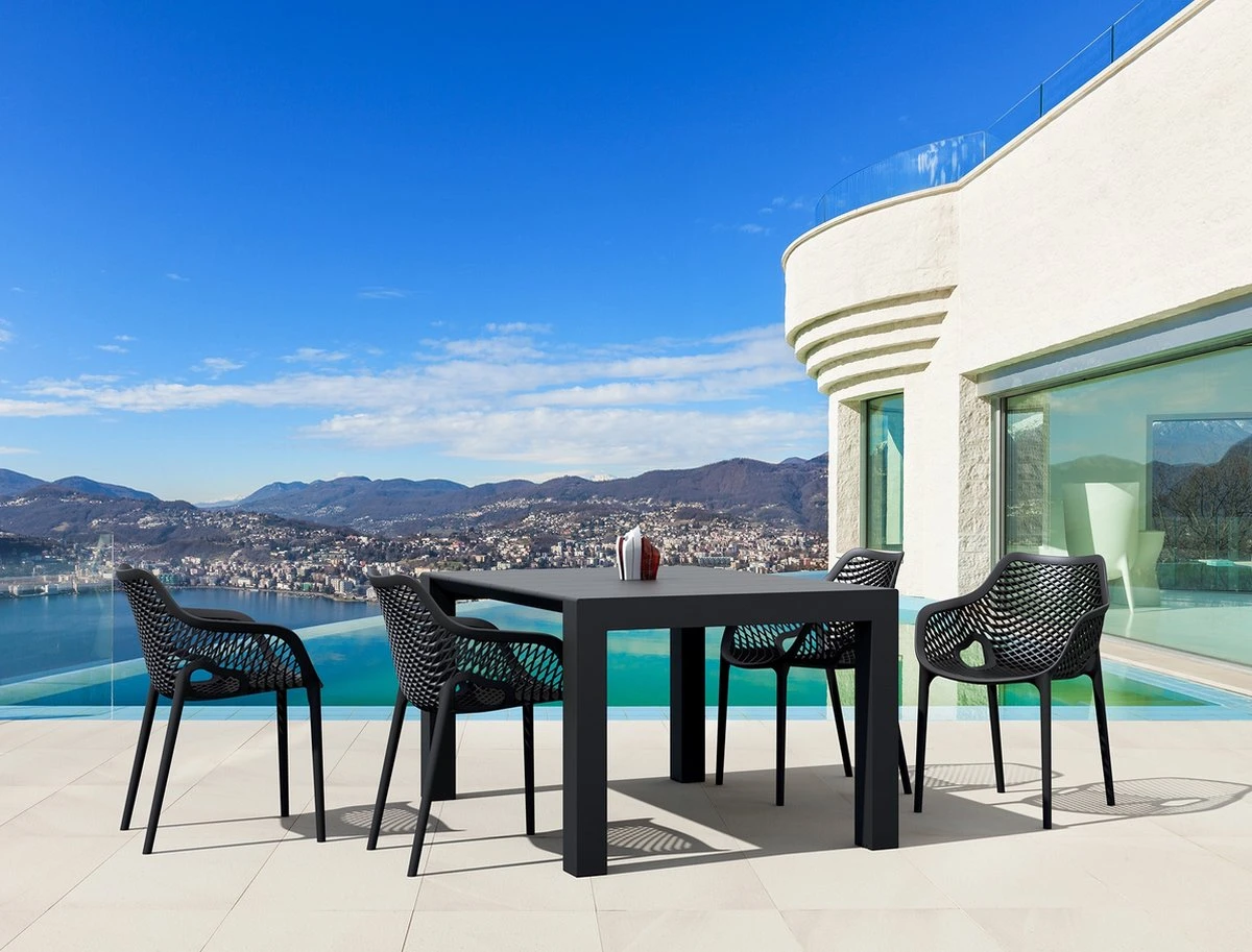 Air XL Stapelbare Tuinstoel Set Van 4 Stuks - Zwart 3 Air XL Stapelbare Tuinstoel Set Van 4 Stuks - Zwart - Afbeelding 3