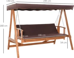 Outsunny Hollywoodschommel Hout Tuinschommel Schommelbank Ligfunctie 3 Personen 84A-185 -Tuinwereld Verkoop 1200x936 1