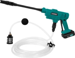 VONROC Accu Drukreiniger 20V – 24bar – 198 L/h - Incl. 5m Aanzuigslang, Reinigingsmiddelenfles En Regelbare Spuitmond – Incl. 2x 2.0Ah Accu En Snellader -Tuinwereld Verkoop 1200x939 4