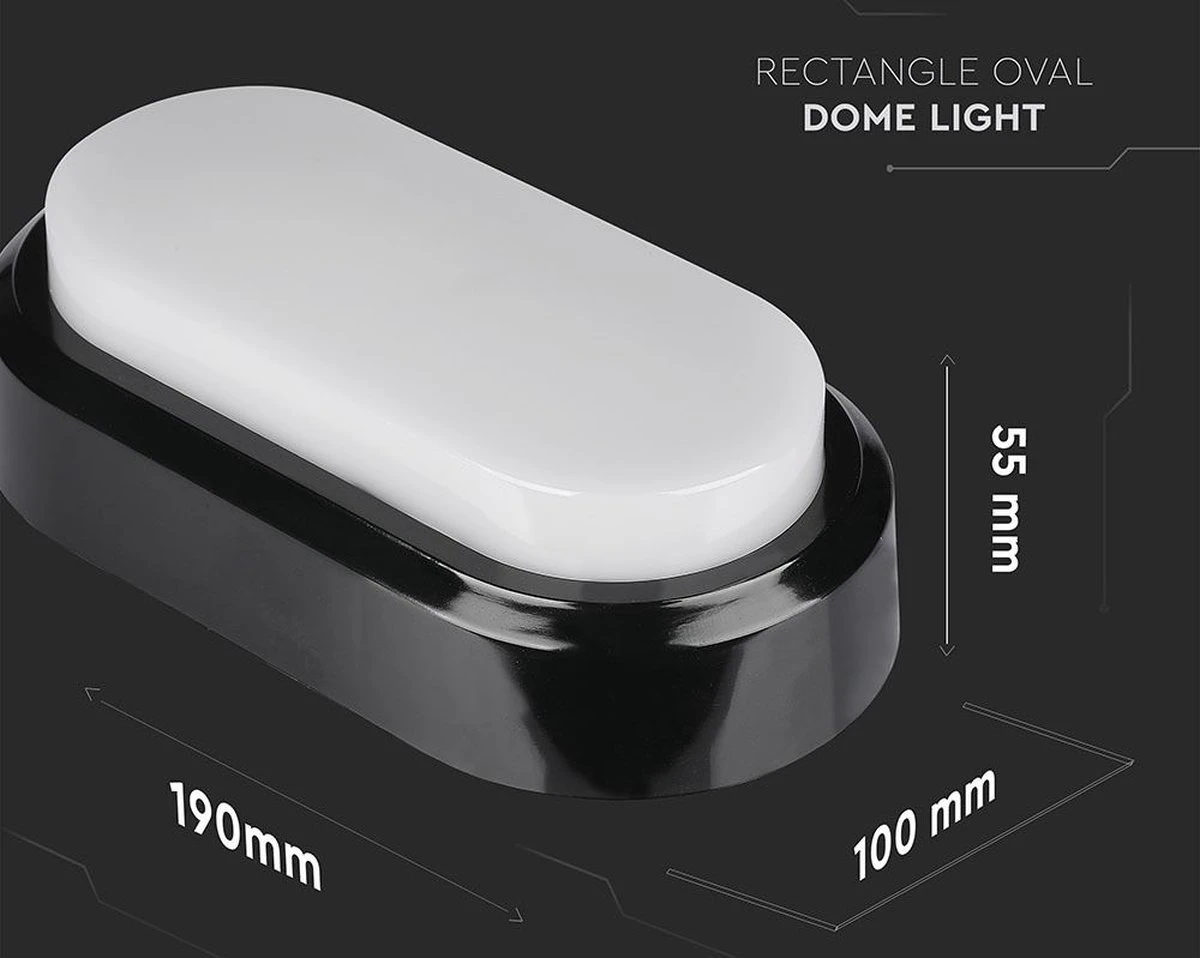 V-Tac Zwarte Ovale LED Plafondlamp Klein 9 V-Tac Zwarte Ovale LED Plafondlamp Klein - Afbeelding 9