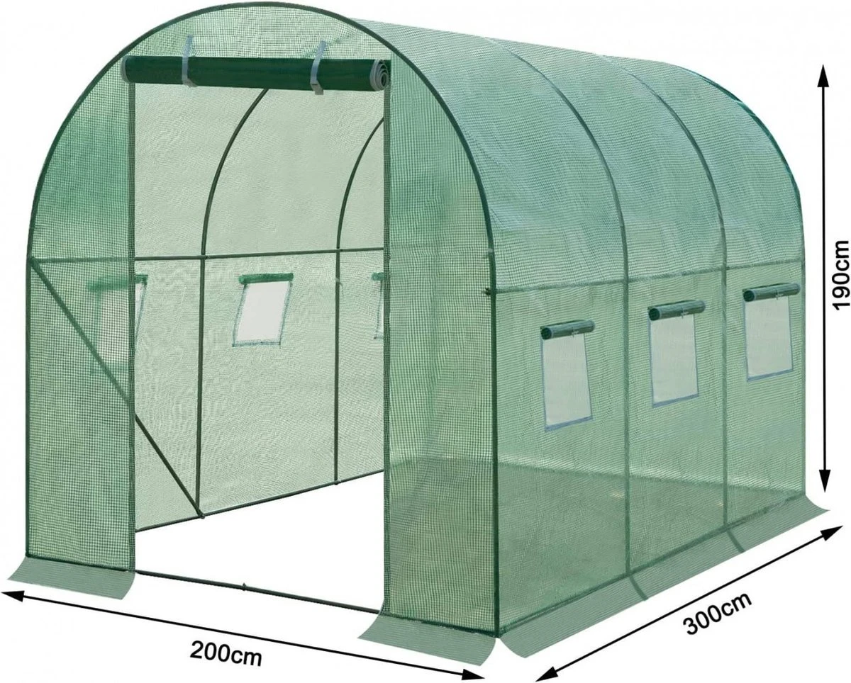 Kas 300x200x190 Cm, Foliekas Wintervast, Tomatenhuis Met Deur 6 Ramen 9 Kas 300x200x190 Cm, Foliekas Wintervast, Tomatenhuis Met Deur 6 Ramen - Afbeelding 9