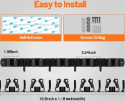 BOTC Bezemhouder - 5 Houders 6 Haken - Gereedschapshouder - Zeflklevend - Bezem Ophangsysteem - Ophanghaken - Tuingereedschap -Tuinwereld Verkoop 1200x966 2
