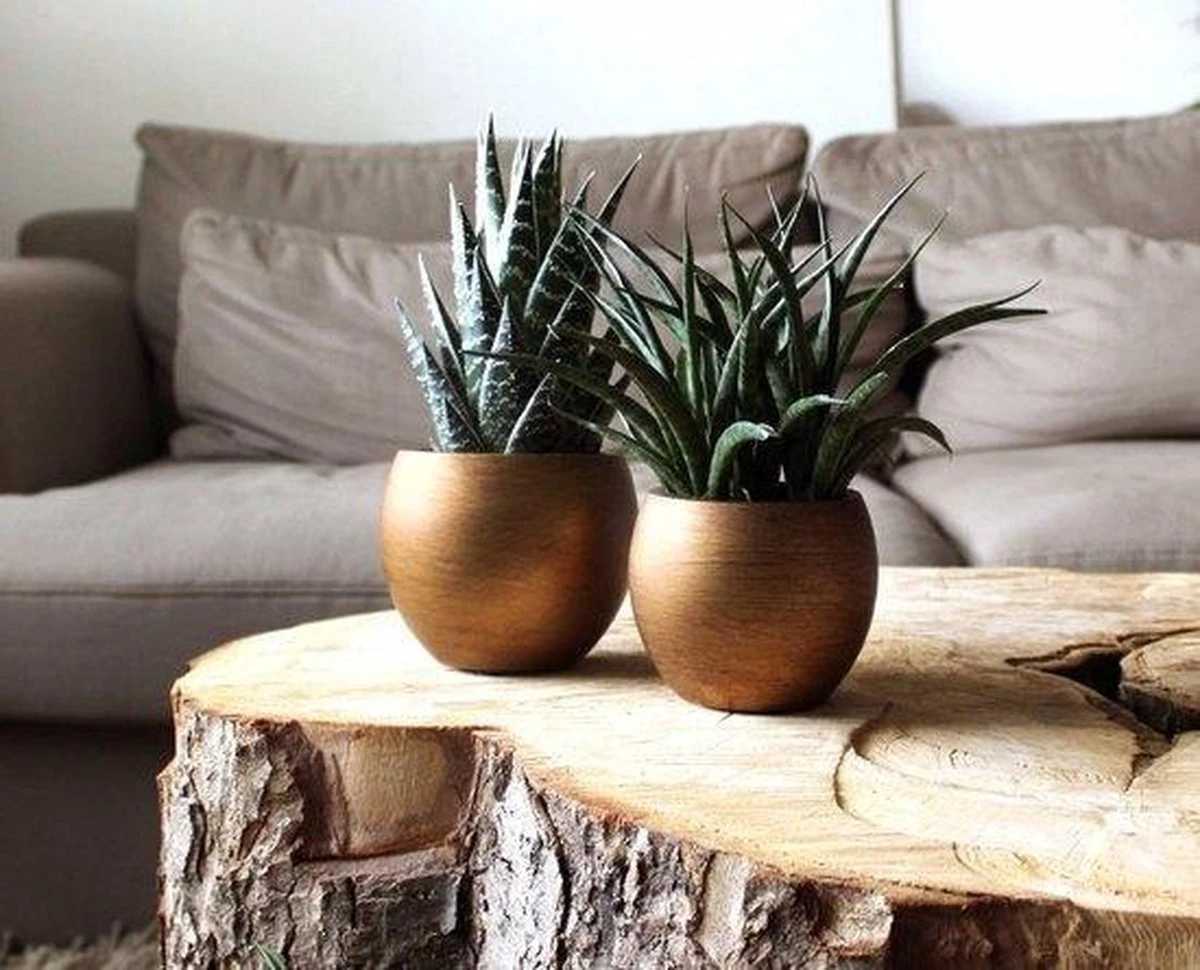 Capi Europe - Vaas Bol Retro - 30x25 - Goud - Bloempot Voor Binnen - BRTG104 2 Capi Europe - Vaas Bol Retro - 30x25 - Goud - Bloempot Voor Binnen - BRTG104 - Afbeelding 2