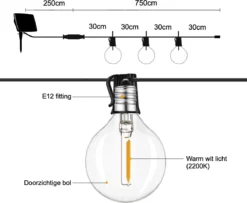 A Sunny Day Solar Lichtsnoer Buiten Inclusief 25 LED Lampen Voor Buiten - Lichtsnoer Op Zonne-energie - 25 LED Lampen - Solar Tuinverlichting - Lichtslinger - Prikkabel - Priklicht - Lichtsnoer -Tuinwereld Verkoop 1200x984 1