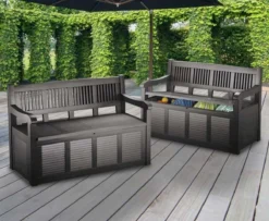 Merkloos Opbergbank Van Kunststof | 130 X 60 Cm | Antraciet -Tuinwereld Verkoop 1200x988 1