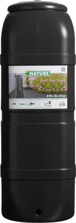 Nature - Slimline - Regenton - 100L - H96 X 32 X 36cm - Zwart