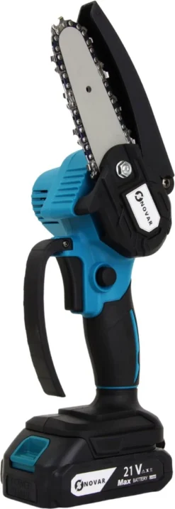 NovarGarden® Mini Kettingzaag NG1 - Met 2x Accu - Takkenzaag - Snoeizaag - Electrisch - Handzaag - Boomzaag - 21V -Tuinwereld Verkoop 414x1200