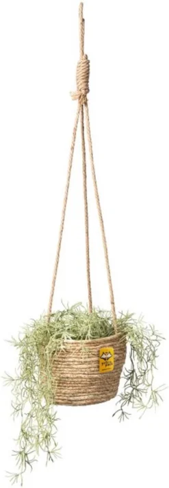 Merkloos Plantenhanger 18x15cm Naturel | Hangende Mand | Handgemaakt | Planten-houder / Hang-plant | Planten Accessoires | Hangmand -Tuinwereld Verkoop 417x1200