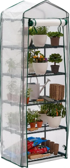 Bramble - Tuinkassen - 5 Lagen - Miniserre - Draadplanken - Gemakkelijk Te Monteren - 69 X 49 X 193 Cm