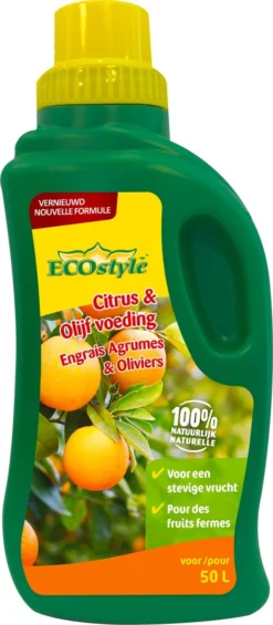 ECOstyle Citrus & Olijf Voeding - Stevige Vrucht - Langdurige Werking - Voor Alle Mediterrane Planten En Bomen 500 ML -Tuinwereld Verkoop 525x1200 1