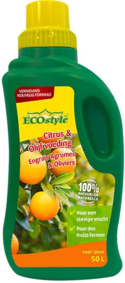 ECOstyle Citrus & Olijf Voeding - Stevige Vrucht - Langdurige Werking - Voor Alle Mediterrane Planten En Bomen 500 ML