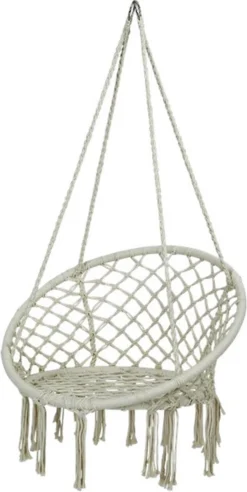 Macramé Hangstoel Beige - Beige Hangstoel - Hangstoel Touw - Hangstoel - Tot 110KG - Eenpersoons Hangstoel - Hang Stoel 1 Persoon - Hangstoel Voor Binnen - Hangstoel Zonder Standaard - Hangstoel Buiten -Tuinwereld Verkoop 603x1200