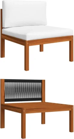 Decoways - 5-delige Loungeset Met Kussens Massief Acaciahout Crèmekleurig -Tuinwereld Verkoop 642x1200