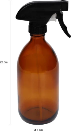 QUVIO Sprayfles - Spuitfles - Plantenspuit - Schoonmaak Spuit - Huishoudspray - Leeg/Hervulbaar - Kamerspray - Allesreiniger - Glazen Sprayflacon - Waterspuit - Kappersspuit - 500 Ml - Glas - Bruin - Zwart -Tuinwereld Verkoop 656x1200 1