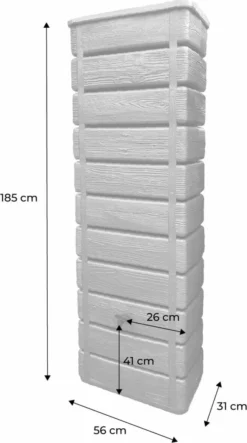 Regenton Muurtank, Grandval 300L, Antraciet Kunststof, Imitatiehout, Met Gootaansluitset Inbegrepen -Tuinwereld Verkoop 669x1200 3