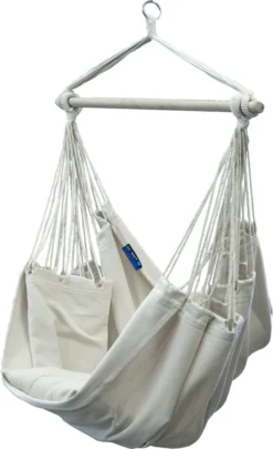 Potenza® Hangstoel – RUIM & COMFORTABEL - Binnen Of Buiten - 130x160 Cm - Belastbaar Tot 150 Kg - Incl. Bevestigingset Buiten – Creme
