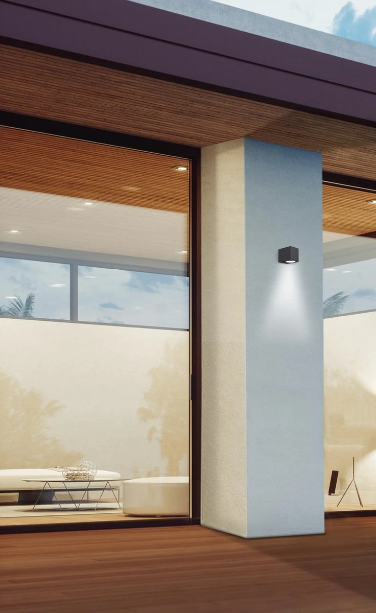 Mantra Kandachu Wandlamp Buiten Vierkant - Muurlamp - 1 Lichtpunt - Tuinverlichting LED Buiten - Buitenlamp - Incl. Philips Hue White GU10 - Zwart 3 Mantra Kandachu Wandlamp Buiten Vierkant - Muurlamp - 1 Lichtpunt - Tuinverlichting LED Buiten - Buitenlamp - Incl. Philips Hue White GU10 - Zwart - Afbeelding 3