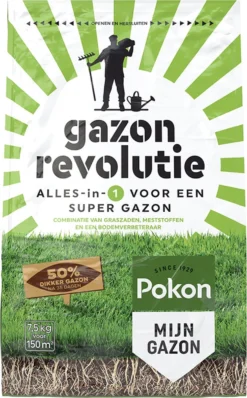 Pokon Gazon Revolutie - 7,5kg - Gazonmest / Graszaad / Bodemverbeteraar - Geschikt Voor 150m² - Binnen 15 Dagen Resultaat -Tuinwereld Verkoop 744x1200 1