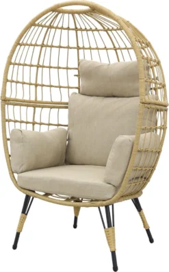 Lola Egg Relaxstoel - Natural Sand - Mand Stoel -Tuinwereld Verkoop 746x1200