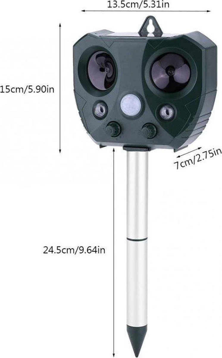 Dentools Ultrasone Kattenverjager - Kattenschrik - Zonneenergie - Marterverjager - Op Batterijen - Met Adapter - Katten Afweermiddel - Tuin - Ongedierte Verjager 5 Dentools Ultrasone Kattenverjager - Kattenschrik - Zonneenergie - Marterverjager - Op Batterijen - Met Adapter - Katten Afweermiddel - Tuin - Ongedierte Verjager - Afbeelding 5
