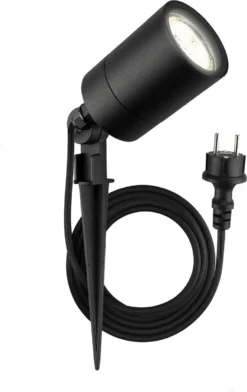 Ledvion IP65 - LED Prikspot - GU10 Fitting - 2 Meter Kabel Met Stekker - Zwart