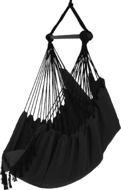 Vita5 XXL Hangstoel - Binnen&Buiten Hangnest - Incl. 2 Kussens En Boekenvak - Volwassenen&Kinderen - Hangmatstoel Tot 225kg - Zwart -Tuinwereld Verkoop 761x1200