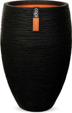 Capi Europe - Vaas Elegant Deluxe Rib NL - 40x60 - Zwart - Voor Binnen En Buiten - KBLR1131