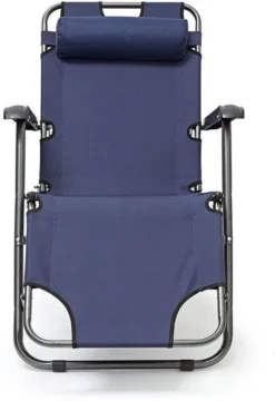 Relaxdays Ligstoel Inklapbaar - Ligbed Met Hoofdsteun - Strandstoel Verstelbaar - Camping - Donkerblauwe -Tuinwereld Verkoop 823x1200