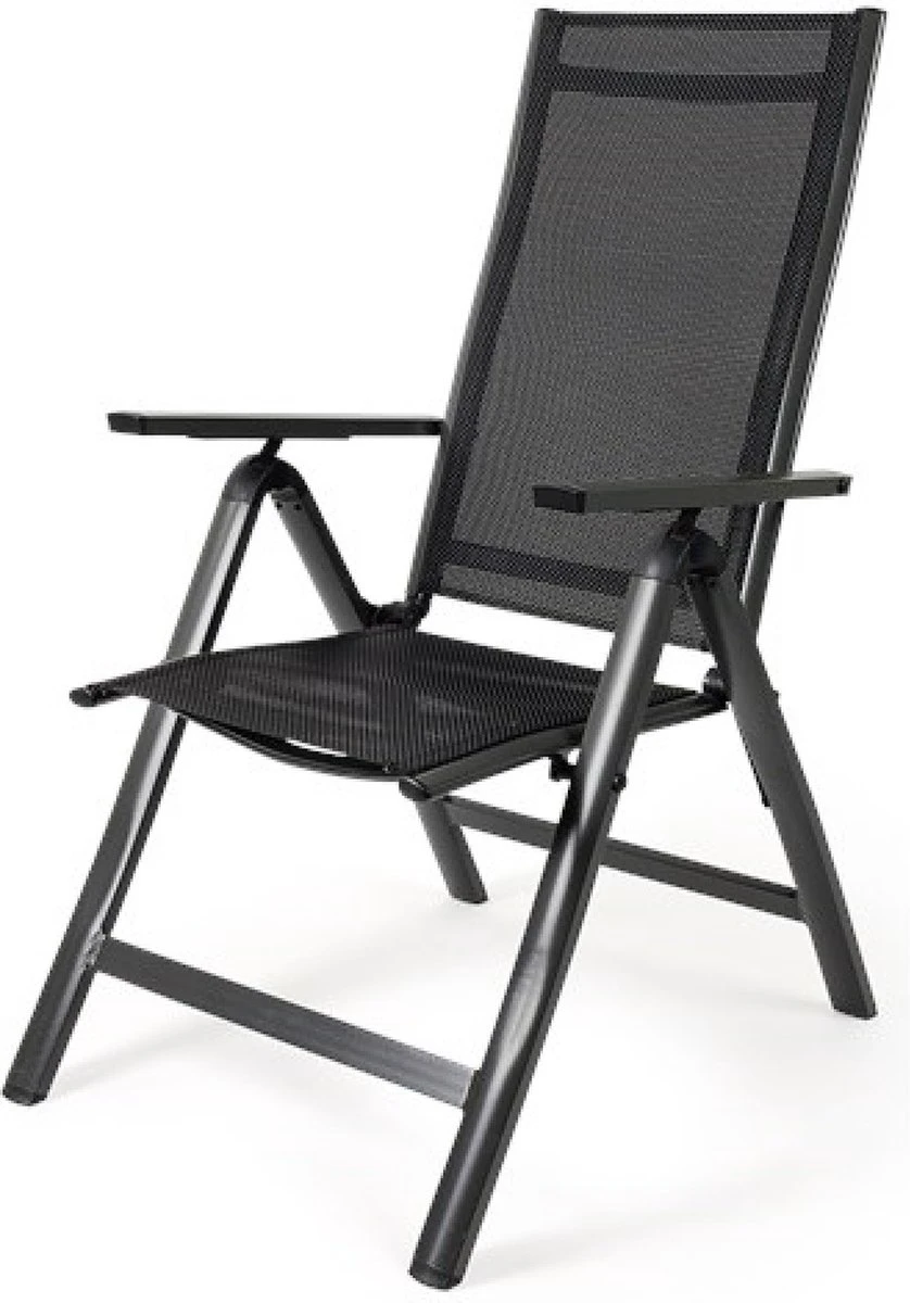 Tuinstoel 7 Standen, Inklapbaar, Aluminium Frame, Textileen Zitting En Rugleuning 1 Tuinstoel 7 Standen, Inklapbaar, Aluminium Frame, Textileen Zitting En Rugleuning