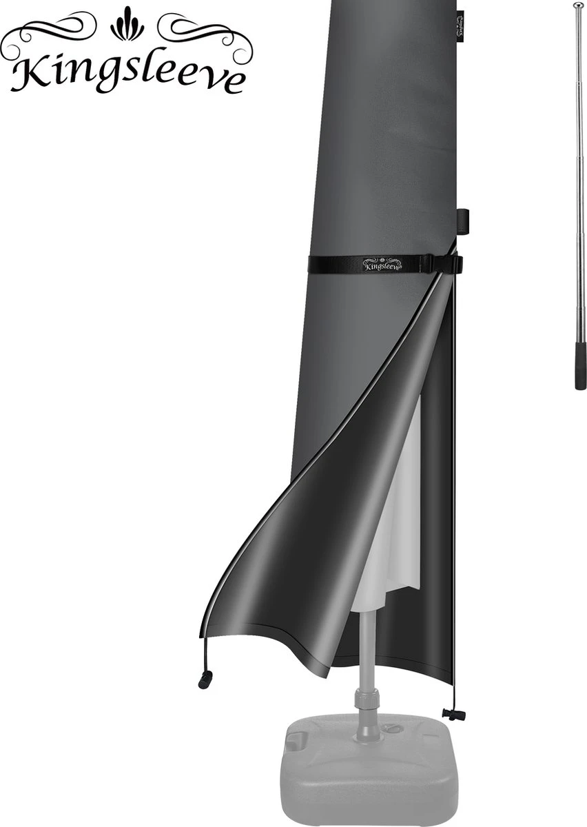 Kingsleeve Parasolhoes Tot Ø 330cm - Weerbestendig Robuust - Grijs 1 Kingsleeve Parasolhoes Tot Ø 330cm - Weerbestendig Robuust - Grijs