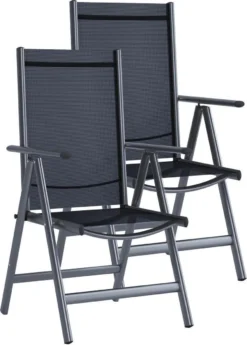 Tuinstoel Standenstoel Aluminium Antraciet 7 Standen Per 2 Stuks