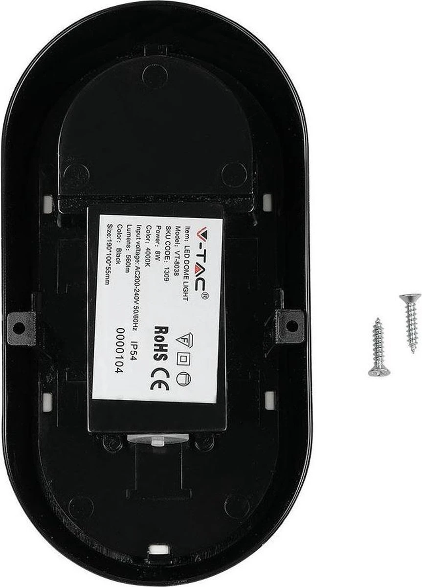 V-Tac Zwarte Ovale LED Plafondlamp Klein 10 V-Tac Zwarte Ovale LED Plafondlamp Klein - Afbeelding 10