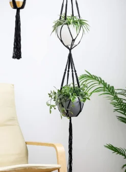 4 Stuks Luxe Macrame Plantenhangers - Boho Handgeweven Katoen Hangpot Voor Binnen/Buiten - Hangende Bloempot Met Kralen - Macramé Touw/Koord Hangplant Houder - Bohemian Wandhanger Decoratie - Plant Hanger - Verticale Tuin Bloempothouder Planthanger -Tuinwereld Verkoop 880x1200 10