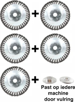 Universele Onkruidborstel Per 5 - 15CM - Max. Toerental 10.000 P/m - Onkruid Verwijderen - Onkruidverwijderaar - Tuingereedschap - Onkruidborstel Bosmaaier - Opzetstuk - SET