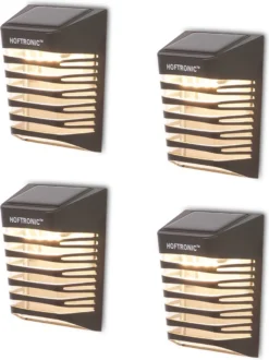 4x HOFTRONIC Dono - Solar Wandlamp Buiten - IP65 Waterdicht - Wintersolar Technologie Monokristal Zonnepaneel - 3000K Warm Wit (sfeervol) - Solar Tuinverlichting Zonne Energie